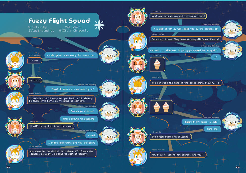 Chatlog Story Page design made for a Silver fanzine