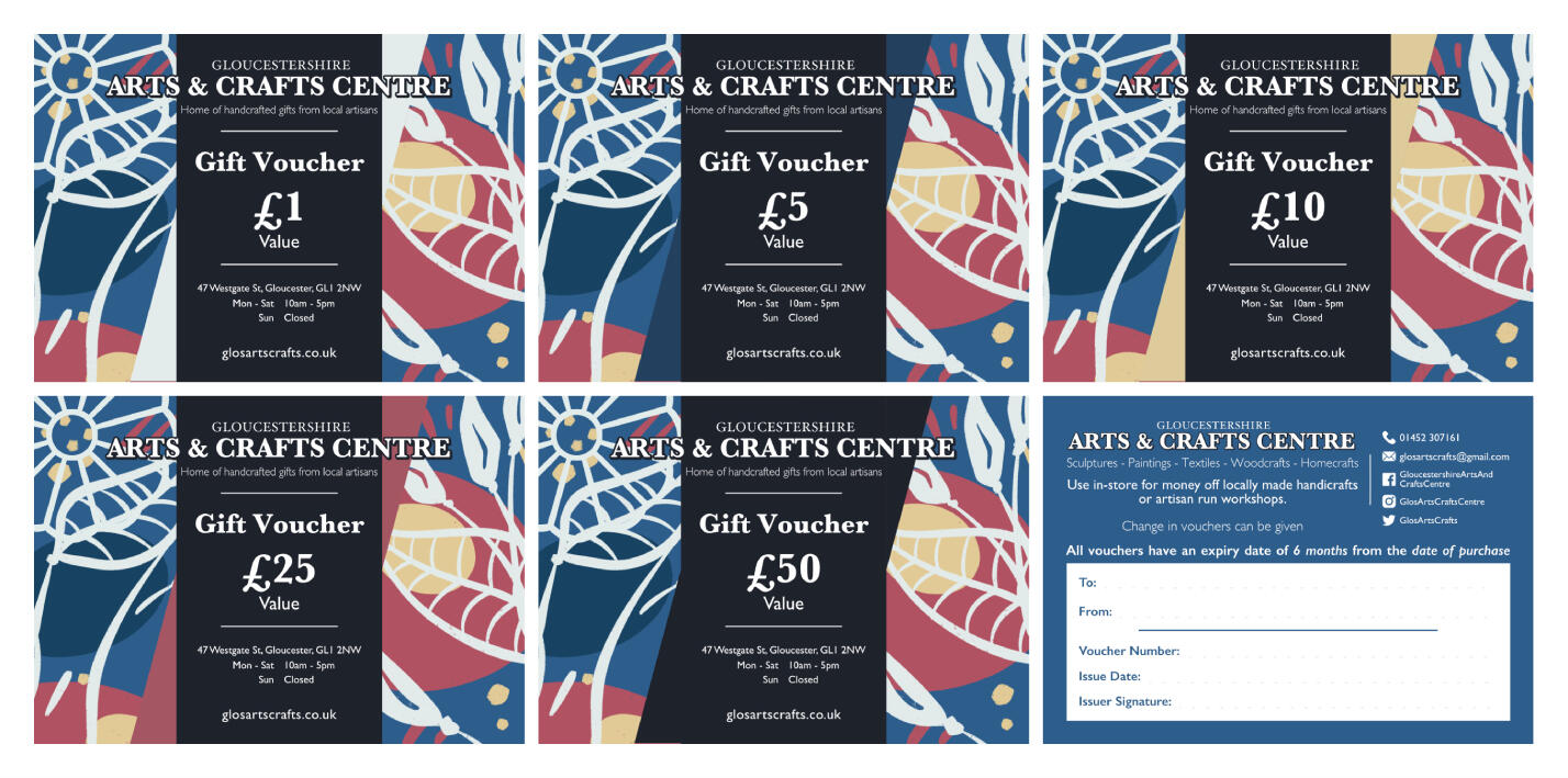 Voucher Design Print Design for Gloucestershire Arts and Crafts