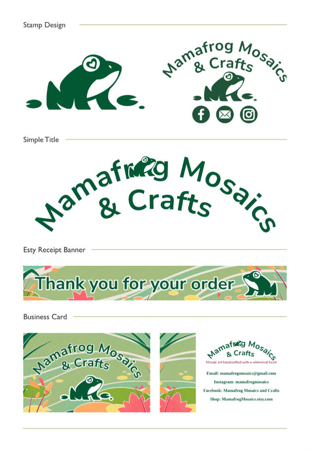 Print Branding Sheet Print Design for Mamafrog Mosaics