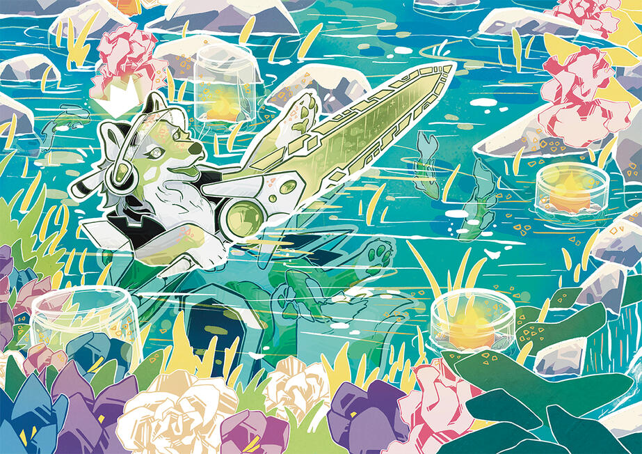 Agender Wolf Illustration Poster Illustration