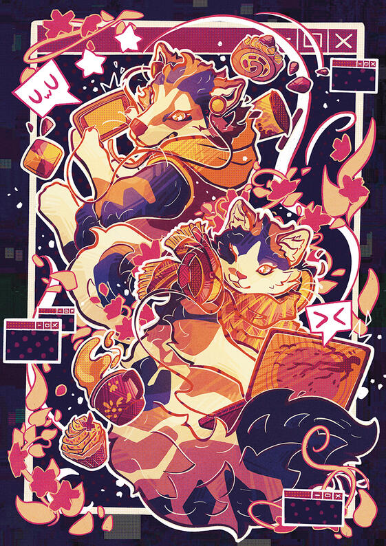 Online Tie Card illustration with the theme of connections made online