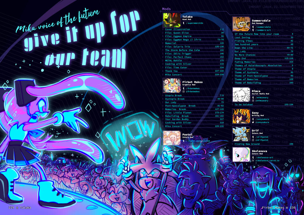 Credits/Index Page Zine Layout and Design