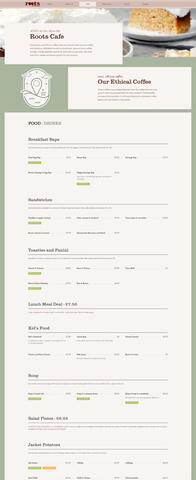 Cafe Tab Website Design