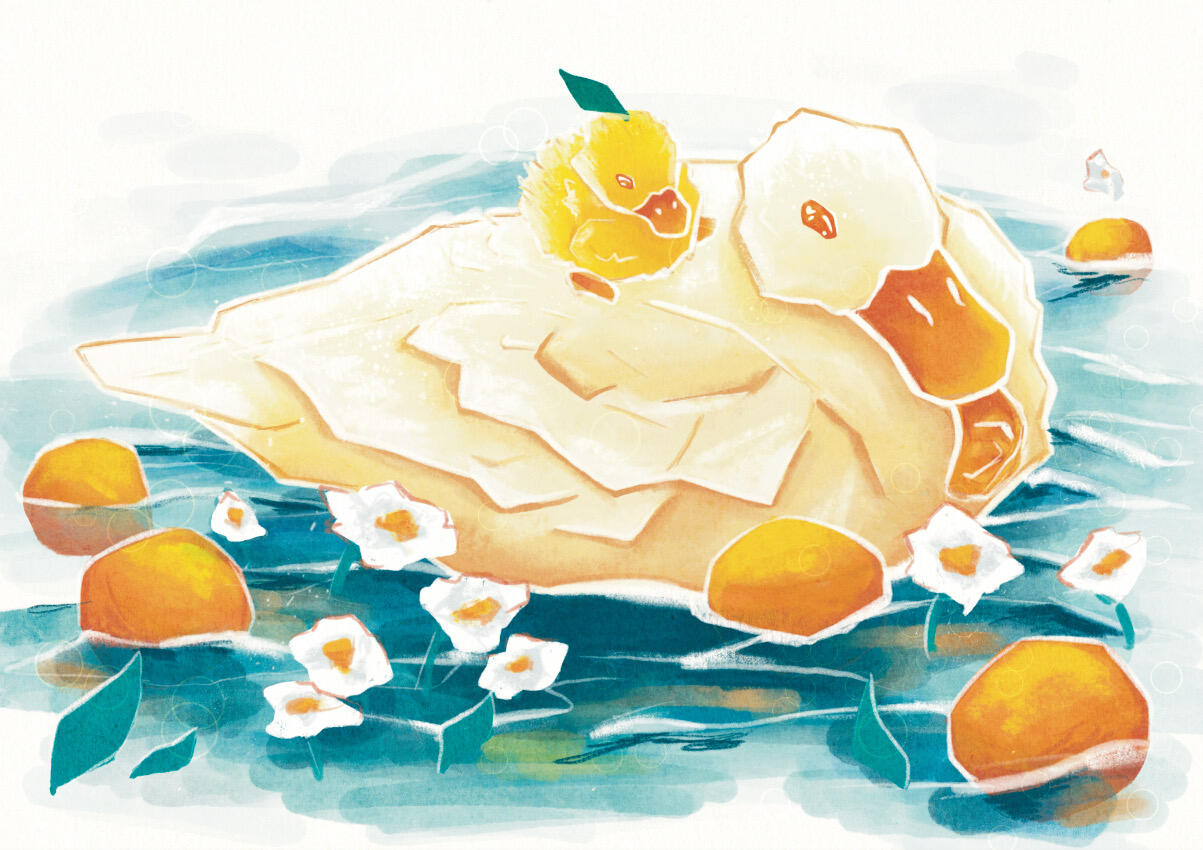 Duck à L'orange Digital illustration mimicing a traditional style