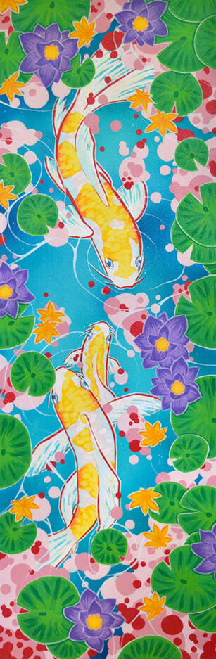 Golden Koi Large 120x60cm acrylic painting on stretched canvas